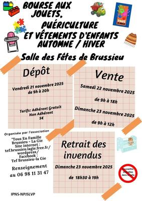 Bourse aux jouets, puériculture et vêtements enfants automne-hiver
