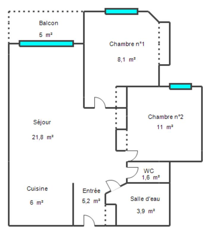 Appartement - 58 m² - 3 pièces