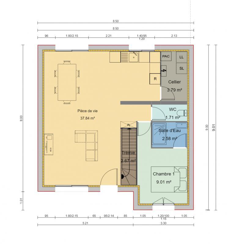 Maison - 110 m² - 1 pièce