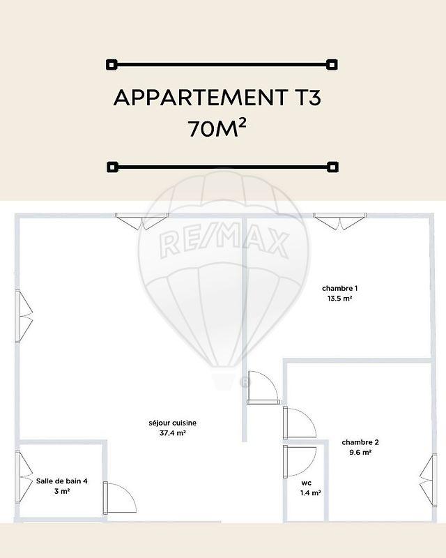 Appartement - 70 m² - 3 pièces