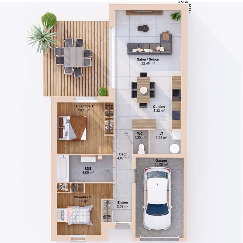 Maison - 68 m² - 4 pièces