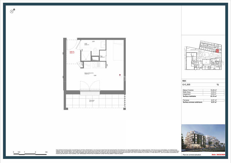 Appartement - 23 m² - 1 pièce