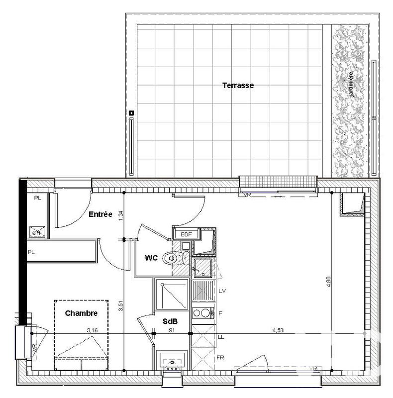 Appartement - 40 m² - 2 pièces