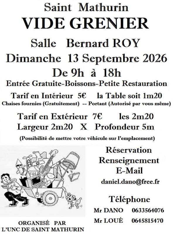Vide Grenier de l'Unc de Saint Mathurin