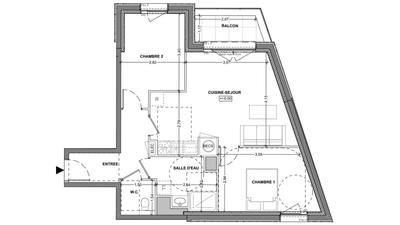 Appartement - 59 m² - 3 pièces