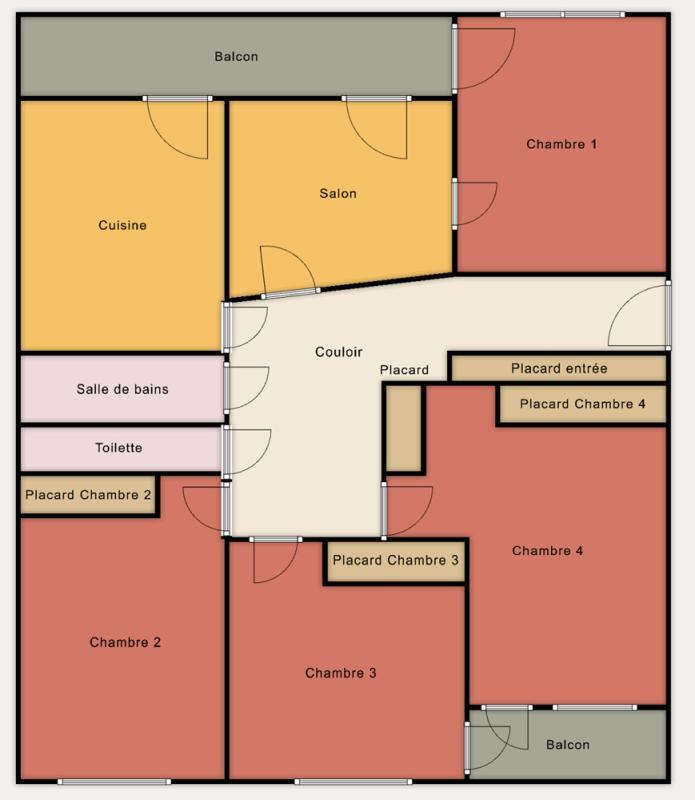 Chambre - 17 m² - 5 pièces