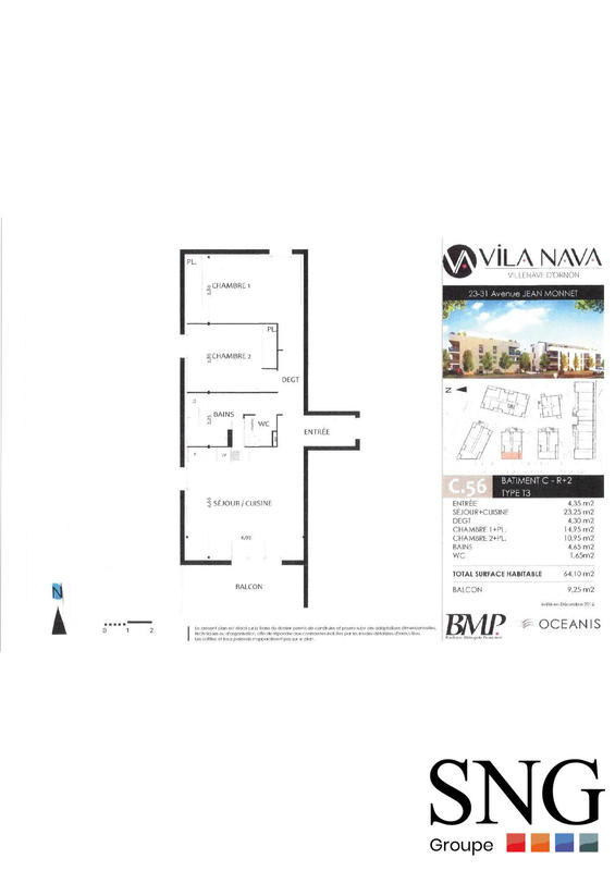 Appartement - 64 m² - 3 pièces