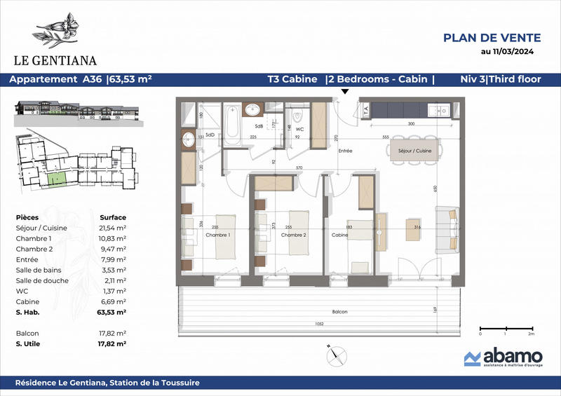 Appartement - 63 m² - 3 pièces