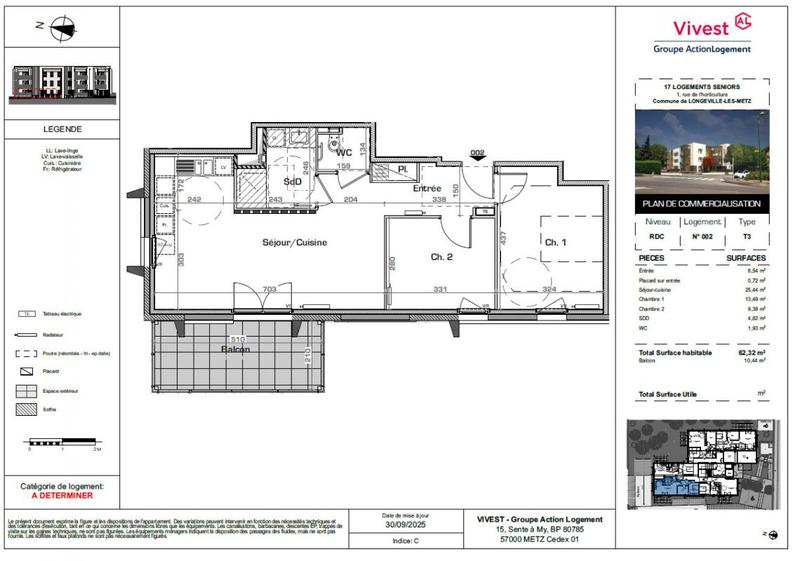 Appartement - 62 m² - 3 pièces