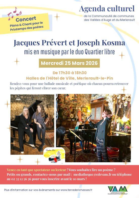 Concert piano et chant - Jacques Prévert et Joseph Kosma