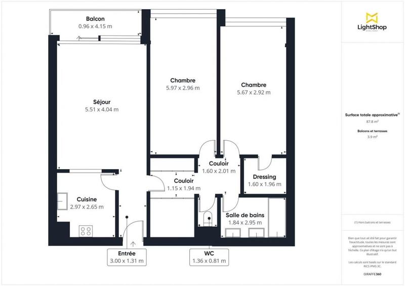 Appartement - 86 m² - 3 pièces