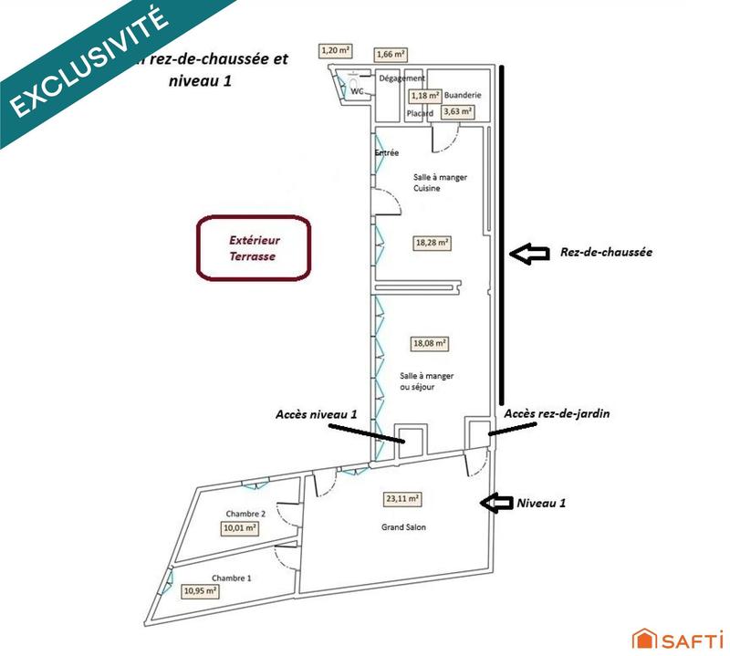 Maison de ville - 112 m² - 5 pièces