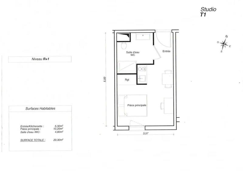 Appartement - 20 m² - 1 pièce