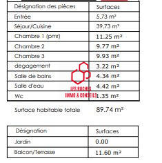 Appartement - 90 m² - 4 pièces