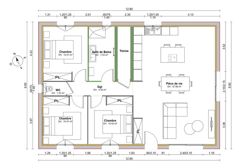 Maison - 88 m² - 4 pièces