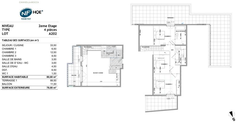Appartement - 80 m² - 4 pièces