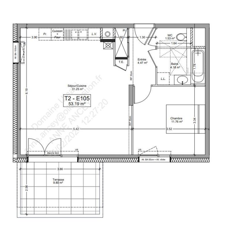 Appartement - 53 m² - 2 pièces
