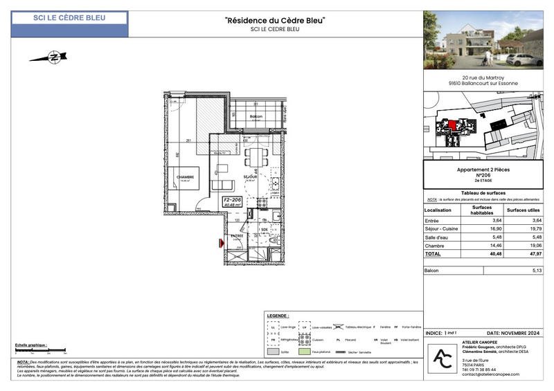 Appartement - 48 m² - 2 pièces