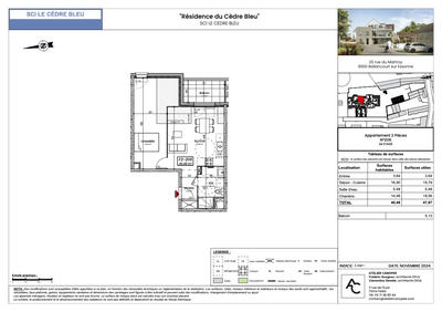 Appartement - 48 m² - 2 pièces