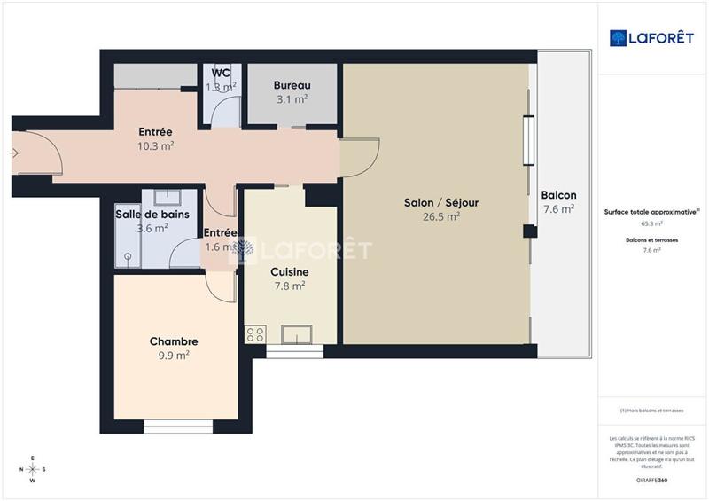 Appartement - 66 m² - 3 pièces