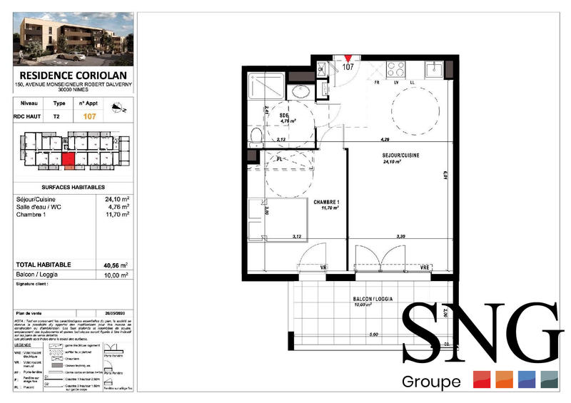 Appartement - 41 m² - 2 pièces