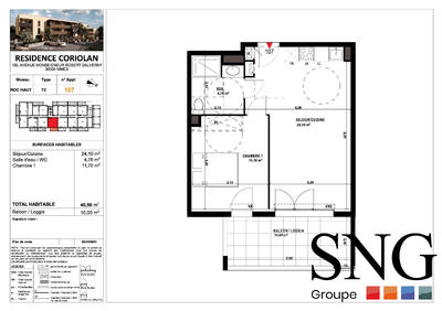 Appartement - 41 m² - 2 pièces