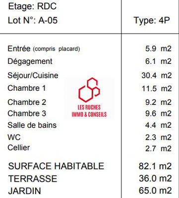 Appartement - 82 m² - 4 pièces