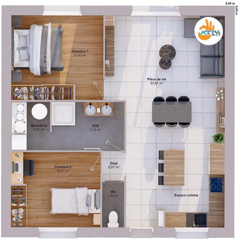 Maison - 66 m² - 4 pièces