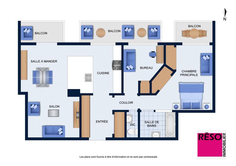 Appartement - 63 m² - 3 pièces