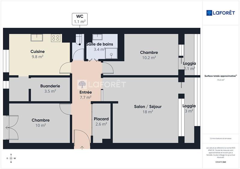 Appartement - 70 m² - 3 pièces