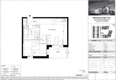 Appartement - 44 m² - 2 pièces