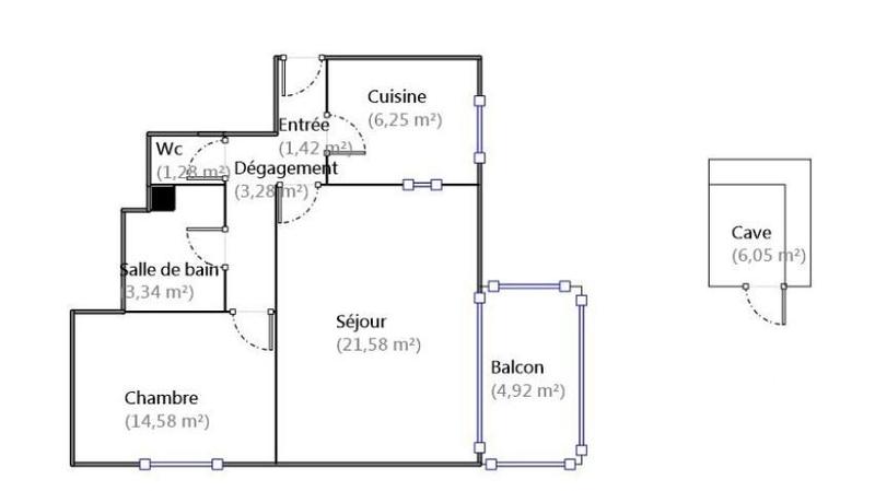 Appartement - 52 m² - 2 pièces