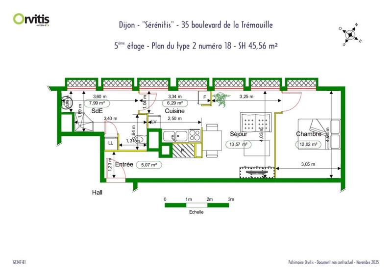 Appartement - 46 m² - 2 pièces
