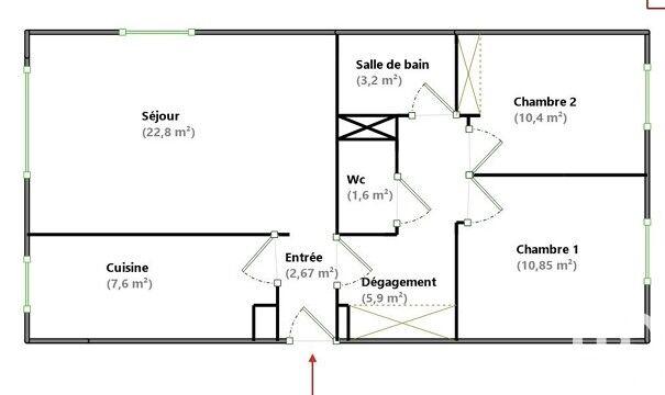 Appartement - 65 m² - 3 pièces