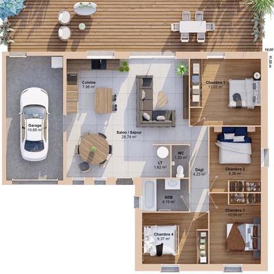 Maison - 90 m² - 6 pièces