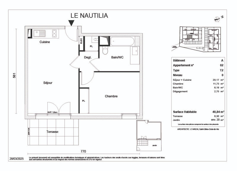 Appartement - 40 m² - 2 pièces