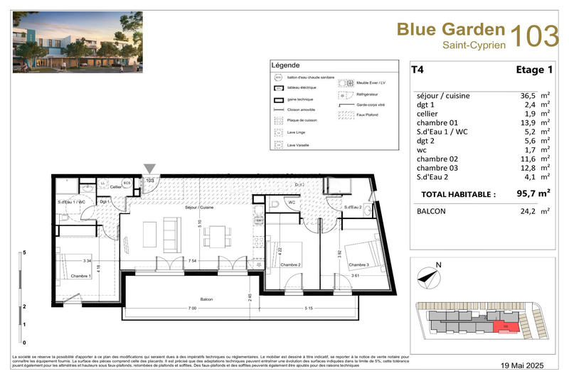 Appartement - 96 m² - 4 pièces