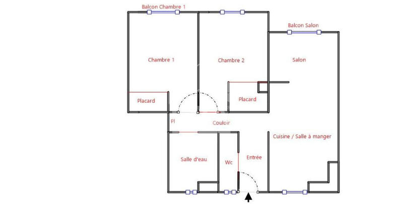 Appartement - 56 m² - 3 pièces