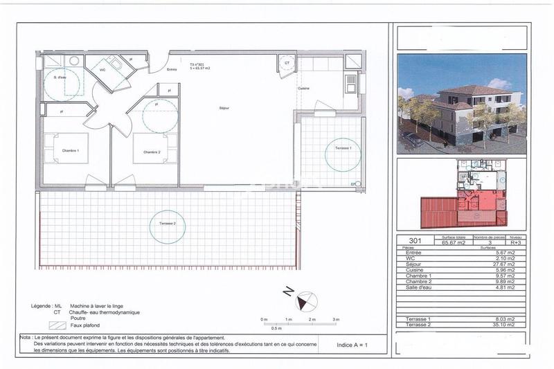 Appartement - 64 m² - 3 pièces
