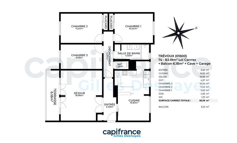 Appartement - 83 m² - 4 pièces