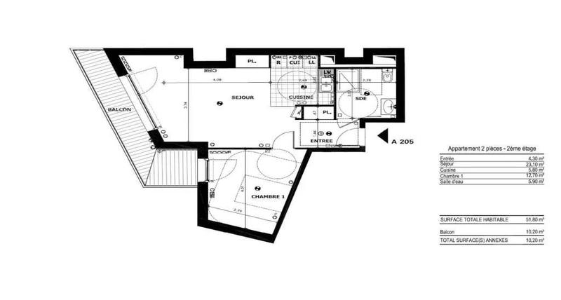 Appartement - 51 m² - 2 pièces