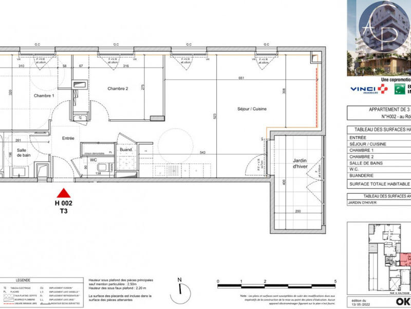Appartement - 66 m² - 3 pièces