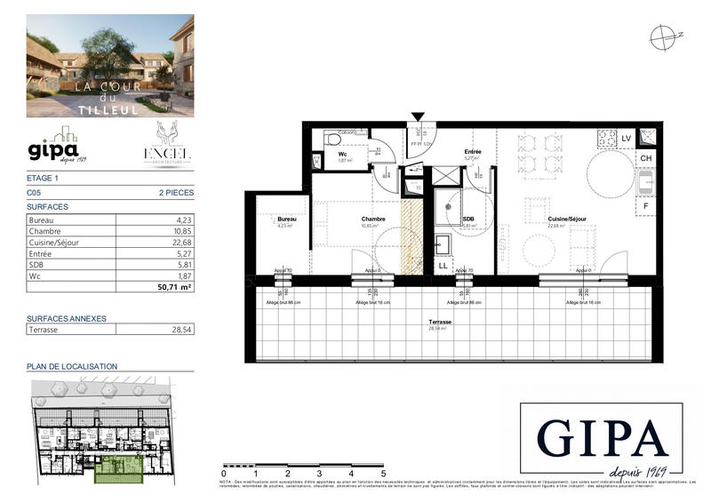 Appartement - 51 m² - 2 pièces