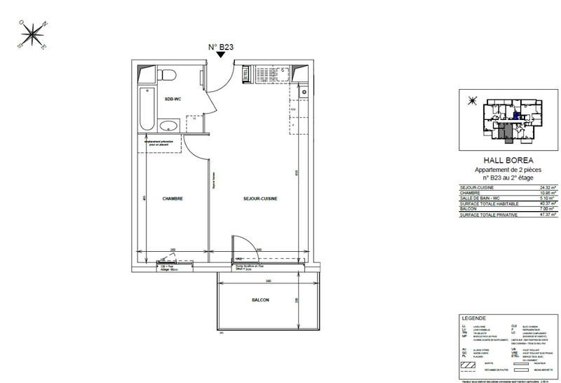 Appartement - 40 m² - 2 pièces