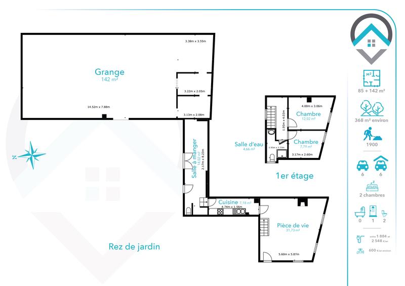Maison - 85 m² - 5 pièces