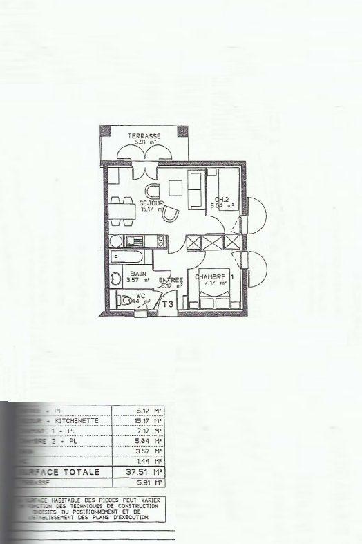 Appartement - 37 m² - 3 pièces