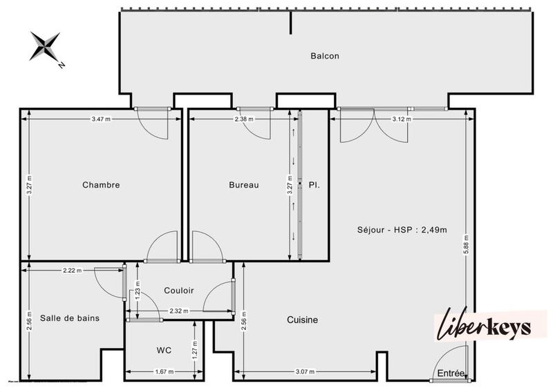 Appartement - 70 m² - 2 pièces