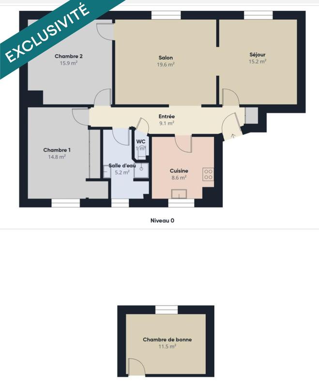 Appartement - 89 m² - 4 pièces