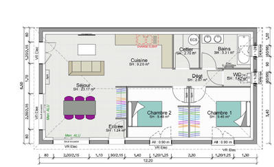Maison - 65 m² - 3 pièces