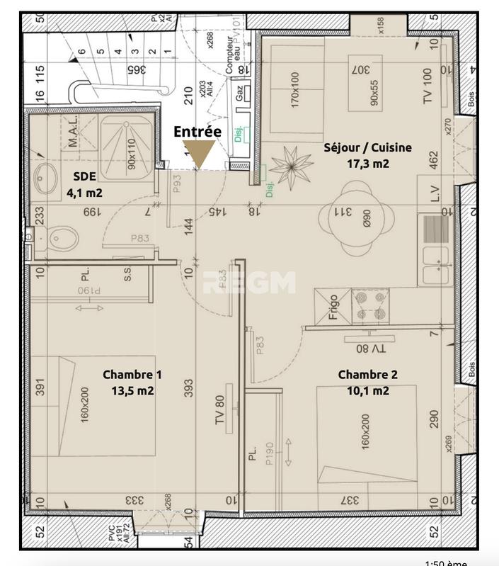 Appartement - 44 m² - 3 pièces